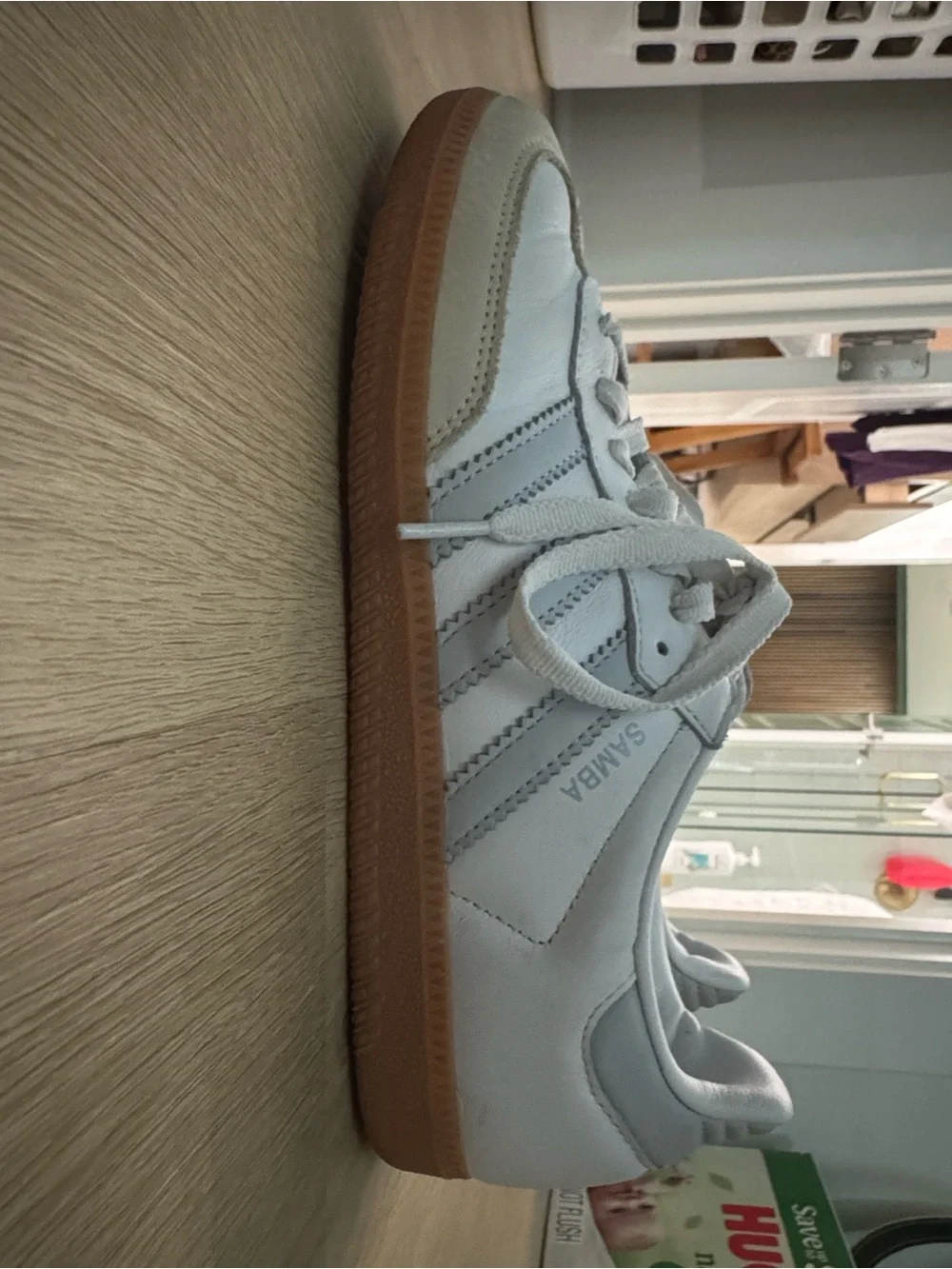 adidas White and Beige Leather Classic Sneakers